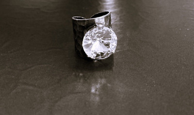 Sabika Simply Polished Clear Crystal Cuff Ring Sabika