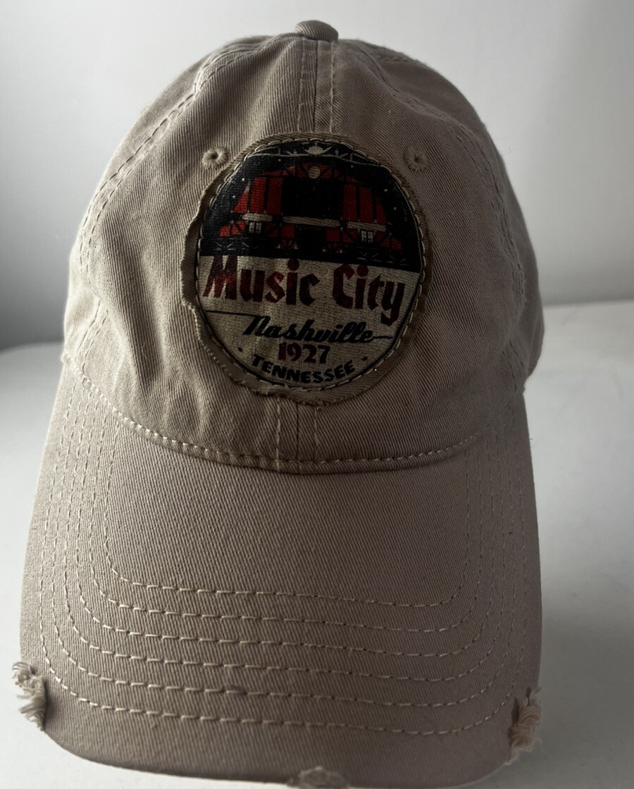 Nashville Tennessee MUSIC CITY Hat Cap 1927 Logo Patch Strapback Distressed Look