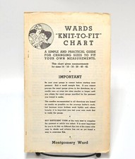 1940's MONTGOMERY WARD KNIT-TO-FIT CHART KNITTING GUIDE