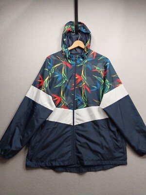 Russell Windbreaker Jacket Mens 2XL blue floral mesh lined zip