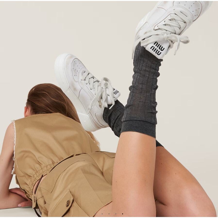 Miu Miu White Bleached Leather Lace Up Fashion Sneaker 10 | eBay Miu Miu White Bleached Leather Lace Up Fashion Sneaker 10 | eBay