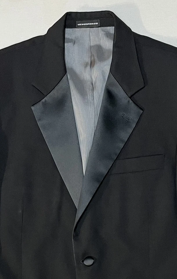 Stafford Black Tuxedo Jacket 100% Wool Sz 38R Classic Fit Single Vent EUC Formal - Image 3 of 4