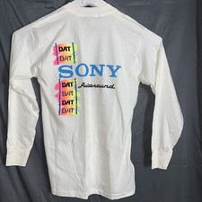 Rare Vintage 80’s Sony Promo “Autosound” White Long Sleeve T Shirt Sz LG NWOT