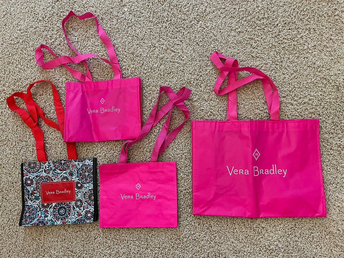Vera Bradley PINK Shopping Bag Tote Market Tote Reusable Gift Bags LOT OF