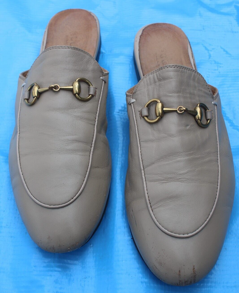 Authentic Gucci Princetown Mules Sz 38 in Taupe leather