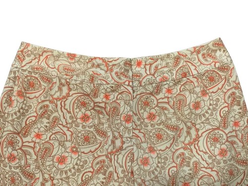 Kim Rogers, Beige, Taupe, Orange Paisley Print Ankle Pants with Stretch, size 14 - Picture 2 of 5
