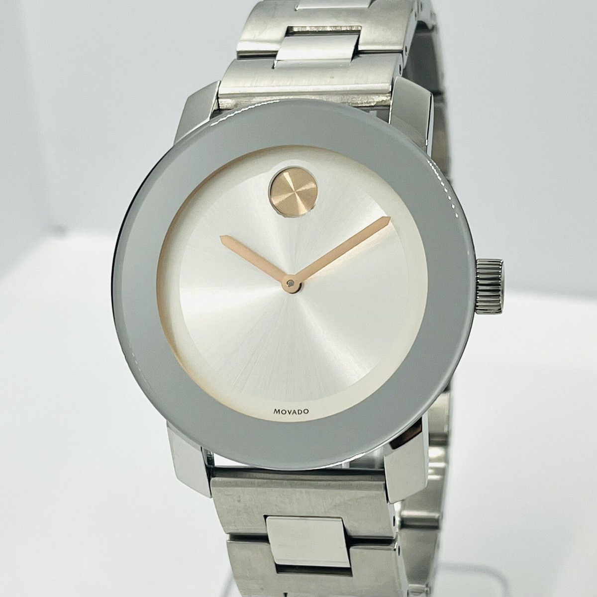 Movado BOLD Silver Rose Gold watch. Movado Bold Evolution 2.0 Womens Crystal Watch with Pale  main image 3