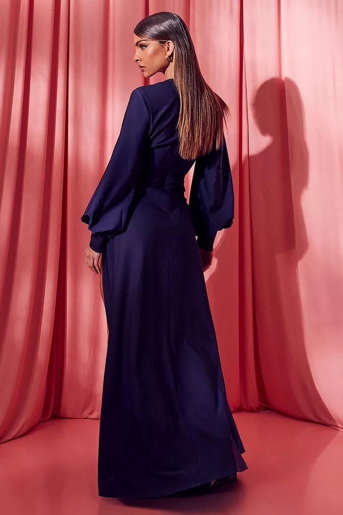 BOOHOO SATIN TWIST FRONT MAXI BRIDESMAID NAVY DRESS SIZE UK 12 [NEW] - RRP  45 | eBay UK
