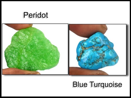 Natürlicher 220 kt. Peridot & Arizona Türkis Edelstein grobes Paar GH728 - Bild 1 von 5