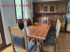  sala da pranzo intagliata a mano noce massello credenza tavolo 6 sedie 