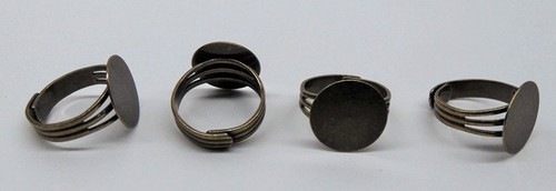 Adjustable RING BLANKS 16mm round flat pad ~Sturdy ~Pick Color/Mix ~ Nickel Free - Picture 3 of 19