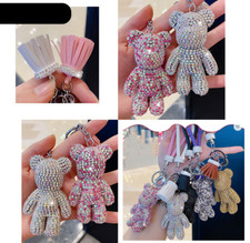 Keychain Bling Bear Tassel Keychains leather Rope Keyring/Christmas Gift
