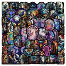 50 Pack of Cool Stained Glass Stickers for Laptop/Water Bottle/Phone Case/iPad