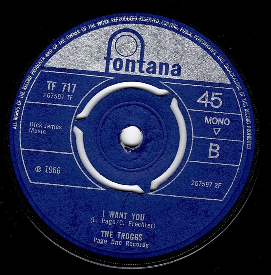THE TROGGS 'With A Girl Like You' 7" 45rpm Vinyl Single FONTANA 1966
