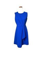 Calvin Klein Blue Dress Size 4 Fit & Flare Faux Wrap Knee Length