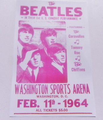 Vintage Beatles Concert Poster 1964 Washington, D.C. FIRST