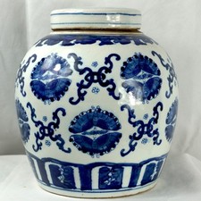 chinesische antik Deckel Vase China Porzellan handbemalt blau weiß Ingwertopf