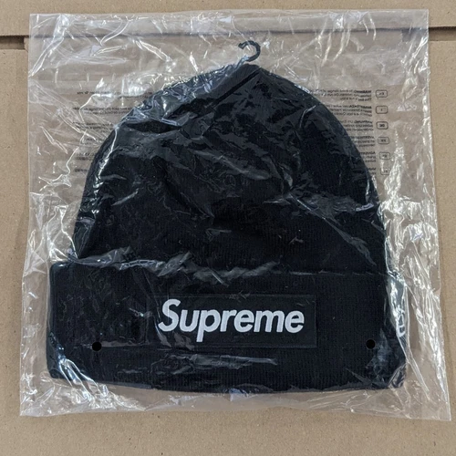 Bonnet noir logo boîte FW24 Supreme New Era 2024