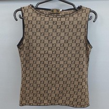 FENDI Zucca Pattern Sleeveless Top 42 Women  s Cotton, Black
