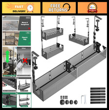 Under Desk Cable Management Tray 2 Pack - Metal Wire Organizer Clamp Mount, No D