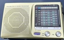 Portable FM AM SW Radio 9 Band World Receiver Gold Edition Vintage - TESTED