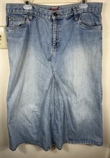 Izod Denim A-Line Midi Skirt Women's 14 VTG 90s Y2K Pleated Country Cowgirl