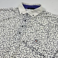 Greyson Polo Shirt Mens XL White Blue Dragonfly Print Performance Golf Stretch