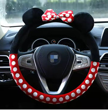 Cartoon Mickey Mouse Plush Steering Wheel Cover 15 In 38cm Cute Car Accessory