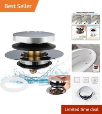 Stylish Chrome-Plated Tub Drain Stopper - Universal Fit, Easy to Clear Design