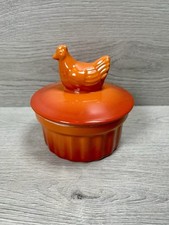 Ramekin Brulee Dish Cookware Orange Hen Chicken Mini Souffle Dish X 4