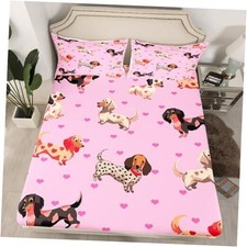 Sausage Dog Fitted Sheet Size Kids Dachshund Bedding Set for Queen Multi 11