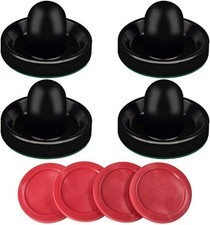 Air Hockey Pushers and Pucks- Accessories for Game Tables 4 Black