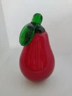 Vintage Red Pear Murano Glass Handblown Fruit  Art Glass Paperweight