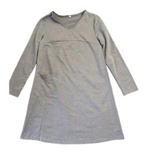 Anself Women's Grey Long Sleeve Dress Size M 35 Inch Length Polyester Casual