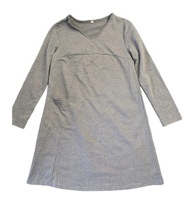 Anself Damen Kleid Grau Langarm Größe M 35 Länge Polyester Freizeit