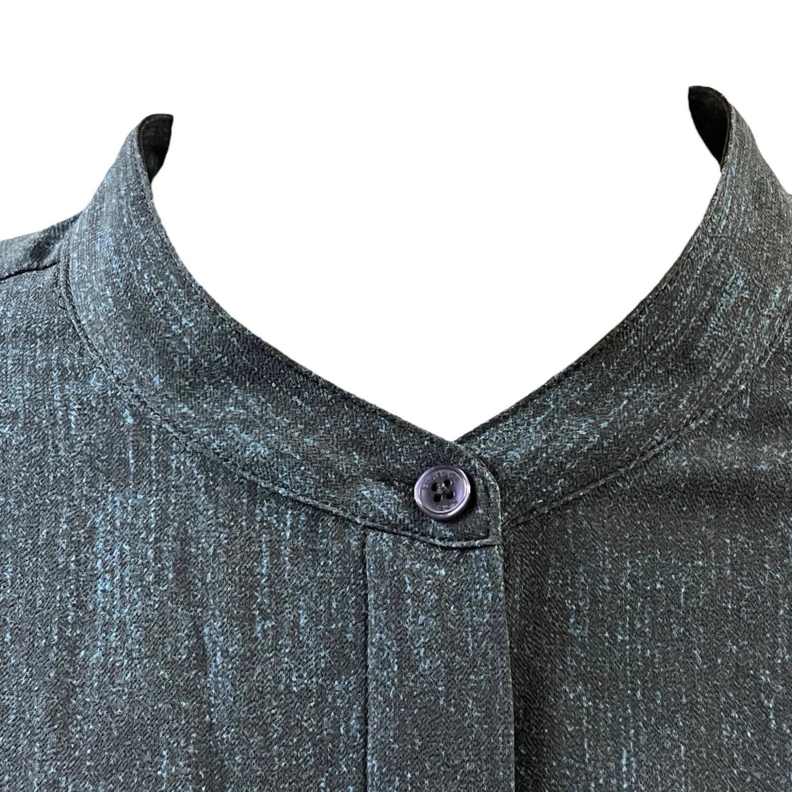 MICHAEL Michael Kors Camicia Abito Blu Maniche Lunghe Collo Mandarino Fibbia Oro M