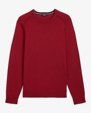 Express Men's Deep Red Crew Neck Everyday Performance Merino Wool Sweater Medium