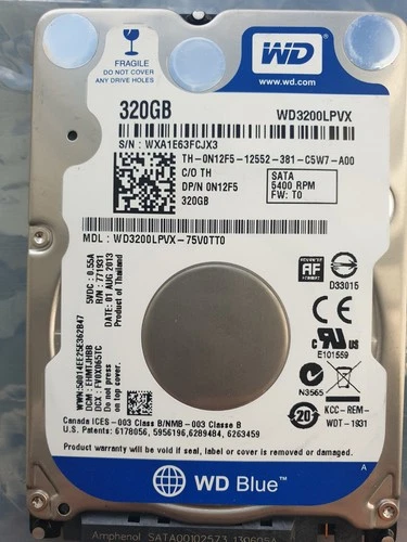 Western Digital 320GB WD3200LPVX-75V0TT0 2.5" SATA HARD DRIVE WD - DCM: EHMTJHBB