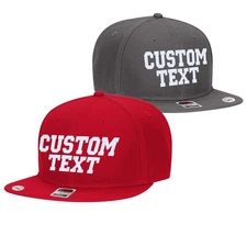 Custom Text/Logo Embroidered Hat, Embroidery Cap, 6 panel cap, Flat Brim, 125-97