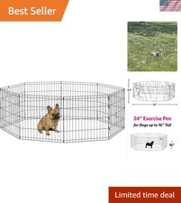 Luxury Black Metal Pet Playpen   16 Sq Ft Foldable Design for Small Animals