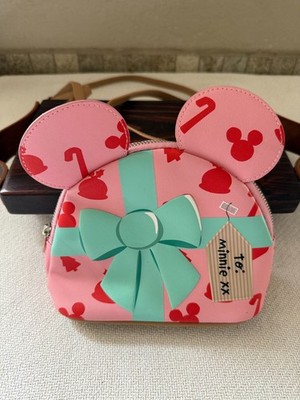 Disney Minnie Mouse Crossbody Purse Holiday Christmas Ears Bioworld 