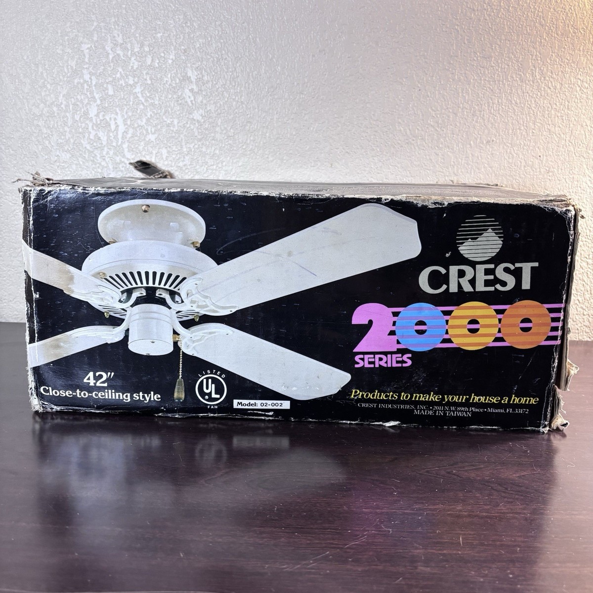 Vintage Crest 2000 Series 42” Ceiling Fan Model 02-002 - White