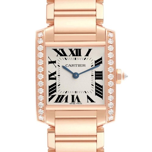 Cartier Tank Francaise Medium Rose Gold Diamond Ladies Watch WJTA0023 Box Card