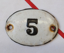 Soviet Door Number 5 Apartment locker plate sign vintage plaque enameled metal
