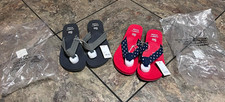 SO Thong Sandals US 9 Gray/Red Polka Dot Nylon Slip-On New w/ Box