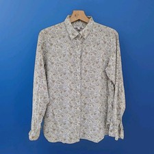 Uniqlo x Liberty Floral Print Linen Shirt Blouse Top Size 14 VGC Beige Taupe VGC