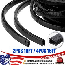 2PCS-4PCS 16FT U Shape Rubber Seal Car Door Trim Edge Guard Protector Universal