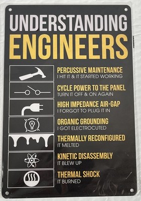 Understanding Engineers 8'' x 12'' Metal Sign Man Cave Garage Decor