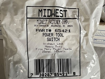 Midwest Fastener 65421 Power Tool Switch 16Amp 125V Without Lock Heavy Duty