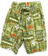 United Colors of Benetton pantaloncino coulisse tasche verde floreale cotone Italia 42